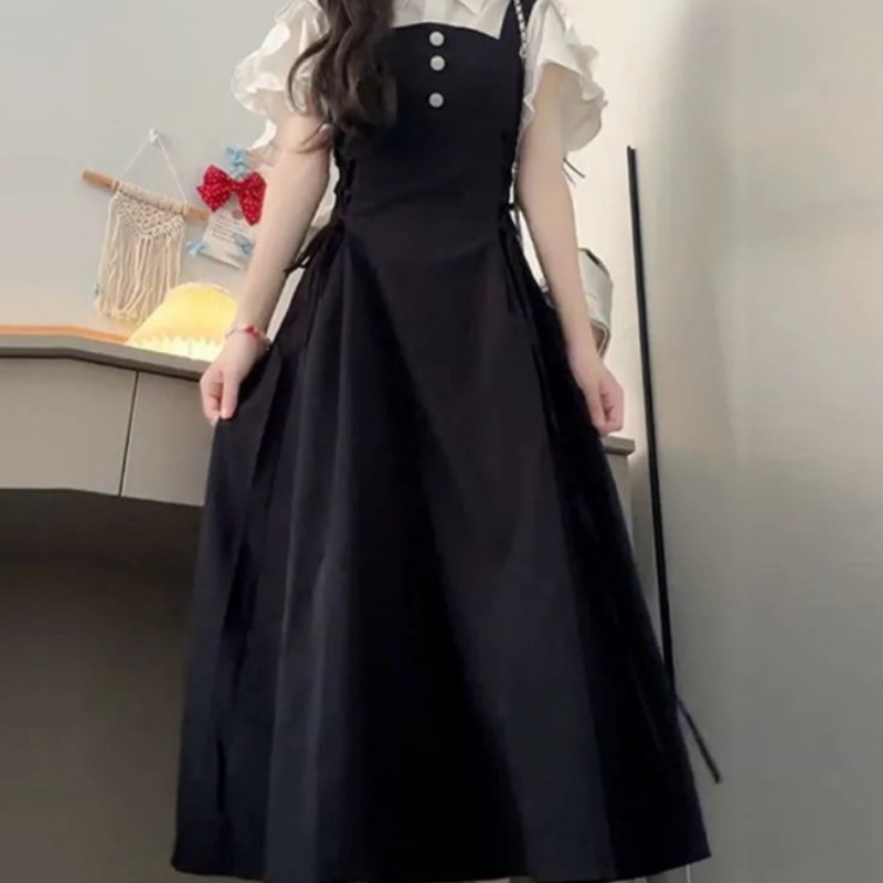 해피유통 어린이 블랙 스트랩 롱 원피스 달콤하고 우아한 스타일 14세 이상 XG08 34,950원