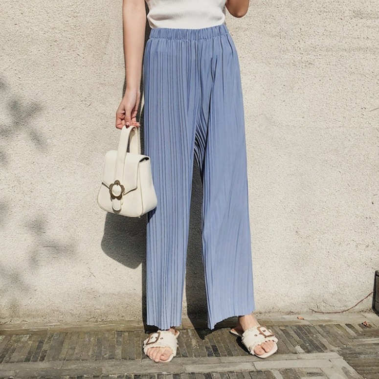 핑크셀럽 여성 쿨링 플리츠 밴딩 와이드 팬츠 빅사이즈 주름 바지 17,800원