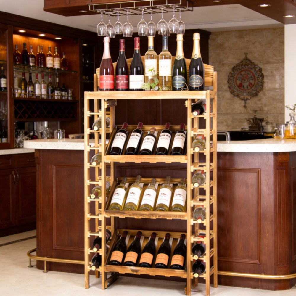 와인랙 와인거치대 와인잔걸이 메탈적층식와인랙 냉장고와인거치대 1300MM*720MM*350MM, 1개, 금색 59,000원