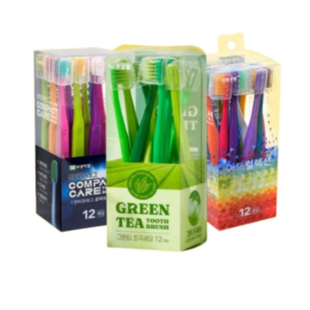 [치과전문의가 추천하는]얇은헤드 우리가족 1년 칫솔 초극세모 12입+그린티 12입+아트컬렉션 12입 총 36개입[온가족 치아건강 폭탄세일 기획] 27,900원