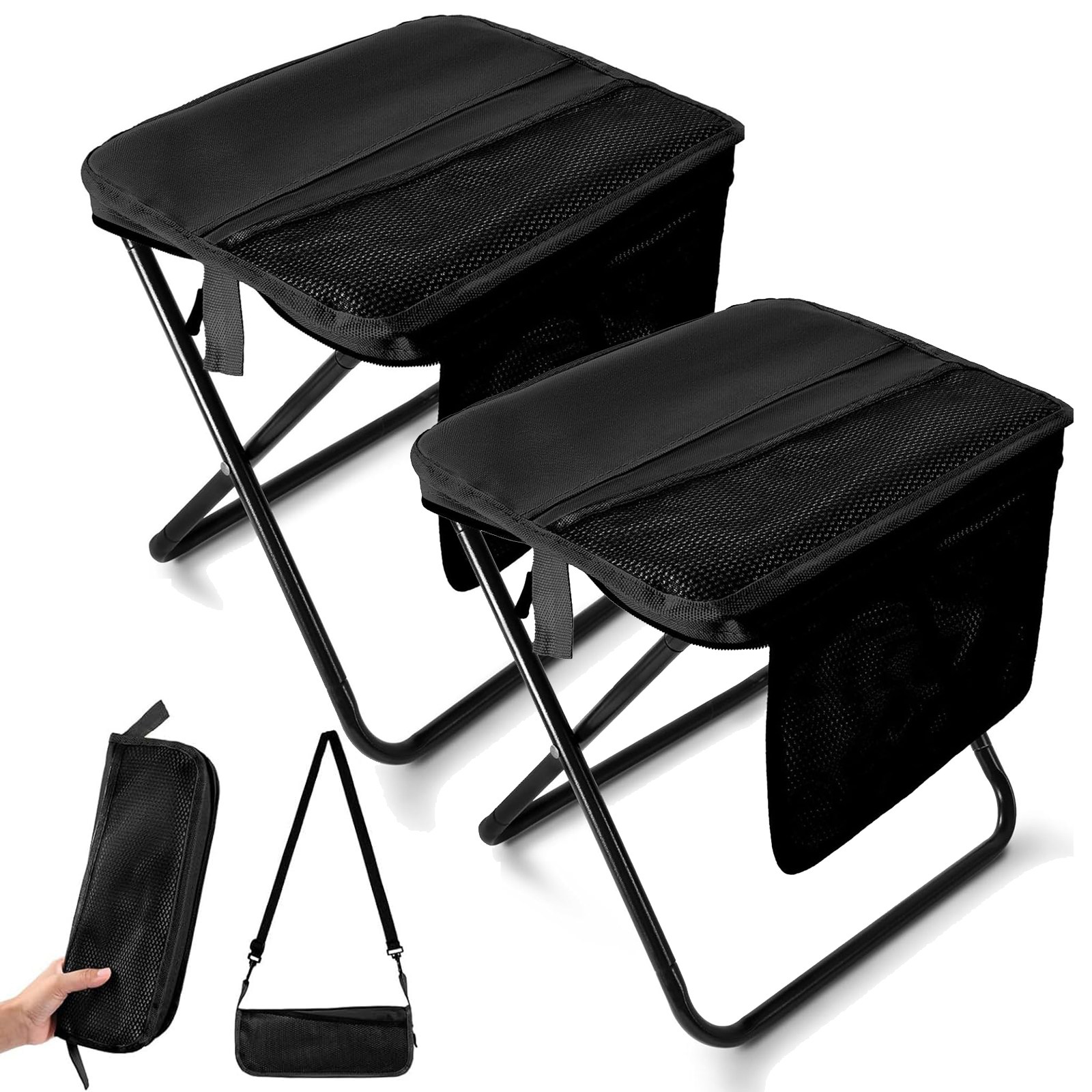 폴딩 캠핑체어 휴대용 크로스백 파우치형 포켓형 초경량 캠핑 접이식 의자, 2개, 검정색 22,400원