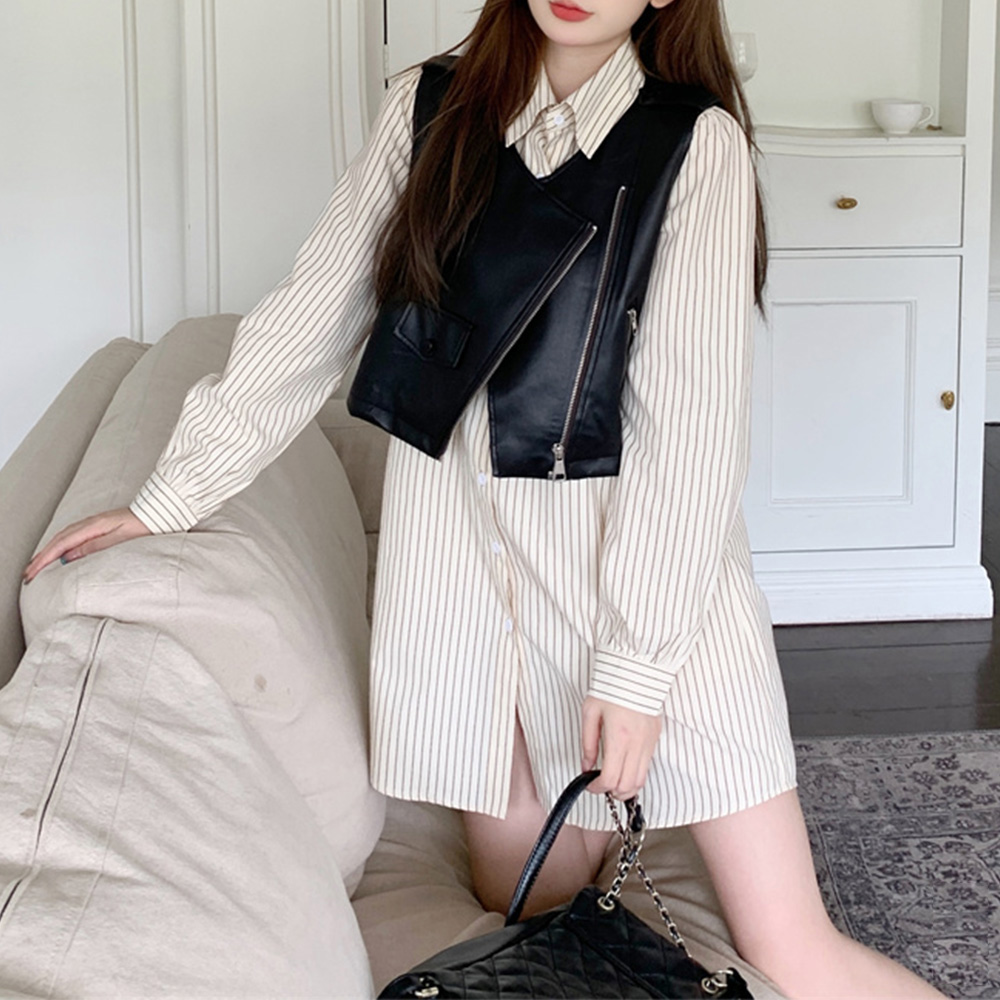 페이퍼먼츠 스트라이프 롱셔츠 + 조끼 세트 07079 38,120원