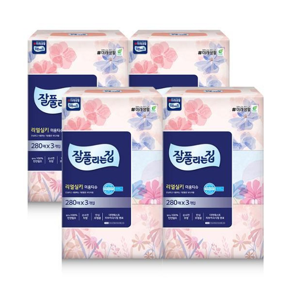 잘풀리는집 리얼실키 미용티슈 280매 3입 X 4팩(12입) 40,760원
