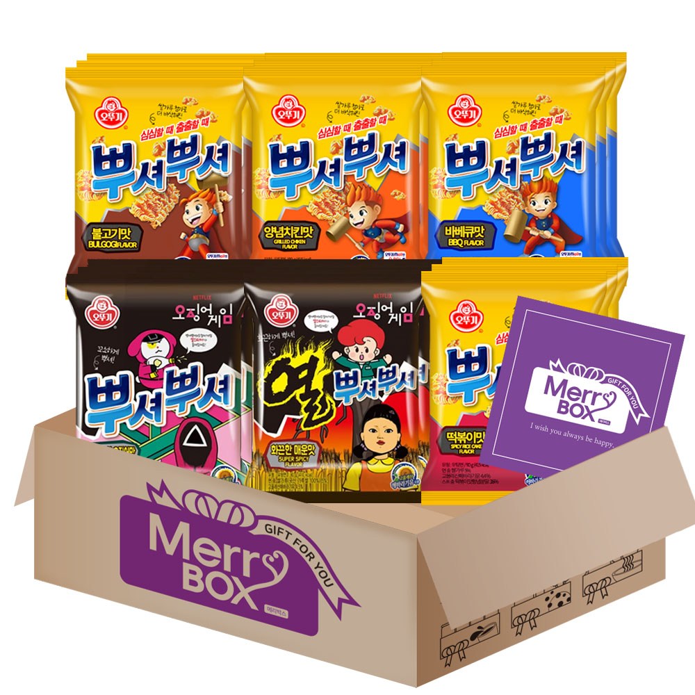 뿌셔뿌셔 18개 (불고기3+바베큐3+양념치킨3+떡볶이3+열3+버터구이3)+메세지카드, 90g, 1세트 19,900원