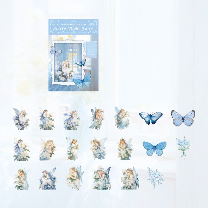 올리브파티 버터플라이엘프 시리즈 감성 빈티지 인물 방수 다꾸 스티커 40매 세트 5,900원