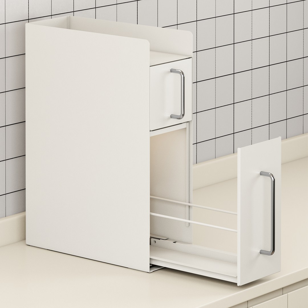 온데일리 버티컬 슬림 철제 수납함 슬라이딩 틈새 보관함 양념통 선반, 1개, 화이트 59,900원