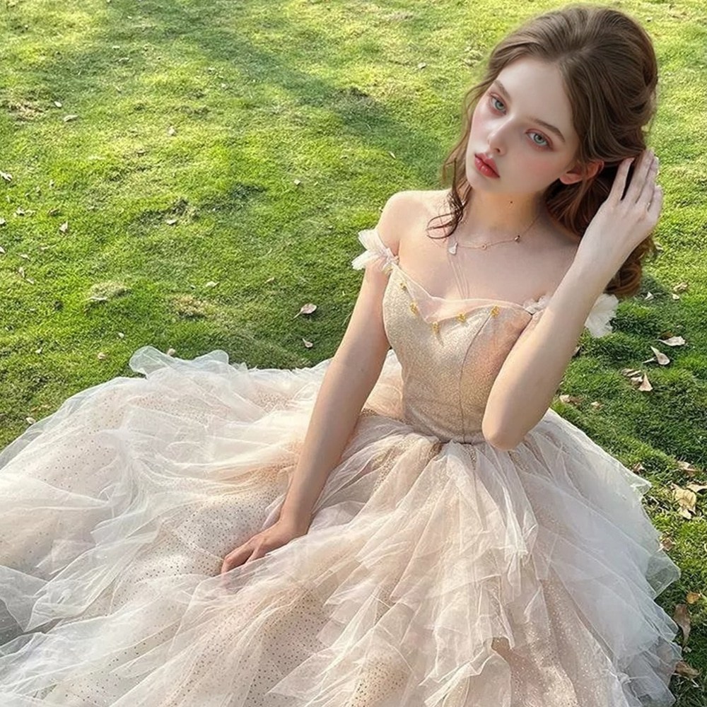 [지앤제이커머스] 교복몰 골드 레이스 웨딩촬영 피로연 이브닝 드레스 134,870원