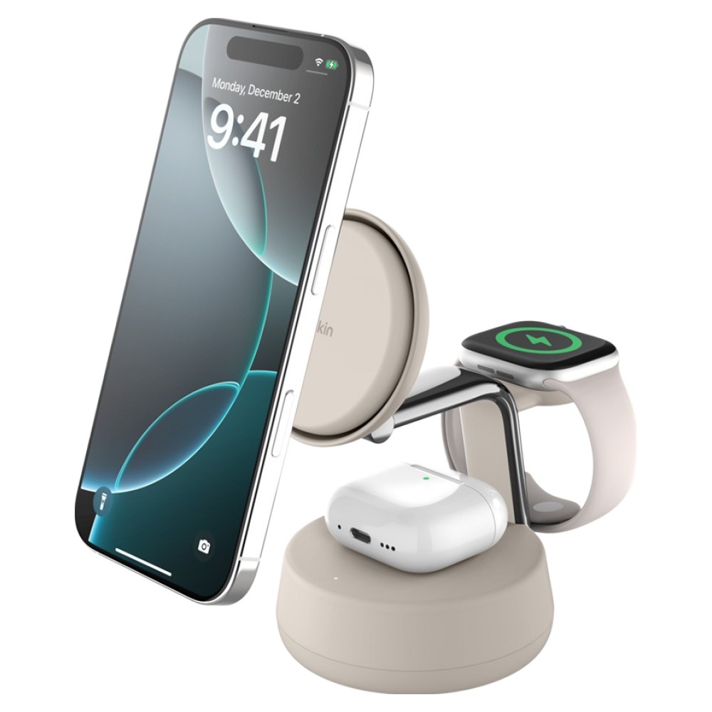 벨킨 울트라차지 프로 3in1 Qi2 25W 마그네틱 초고속 무선 충전 스탠드 WIZ040krCH, 샌드, 1개 187,500원