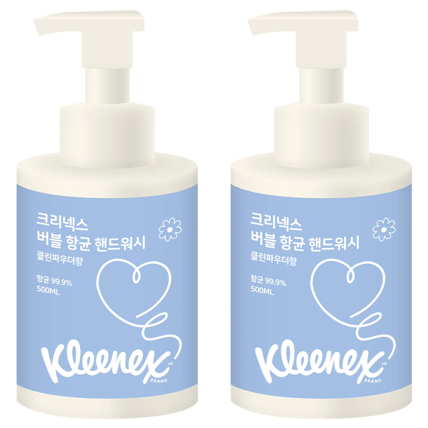 크리넥스 버블 향균 핸드워시 클린파우더향, 500ml, 2개 13,900원