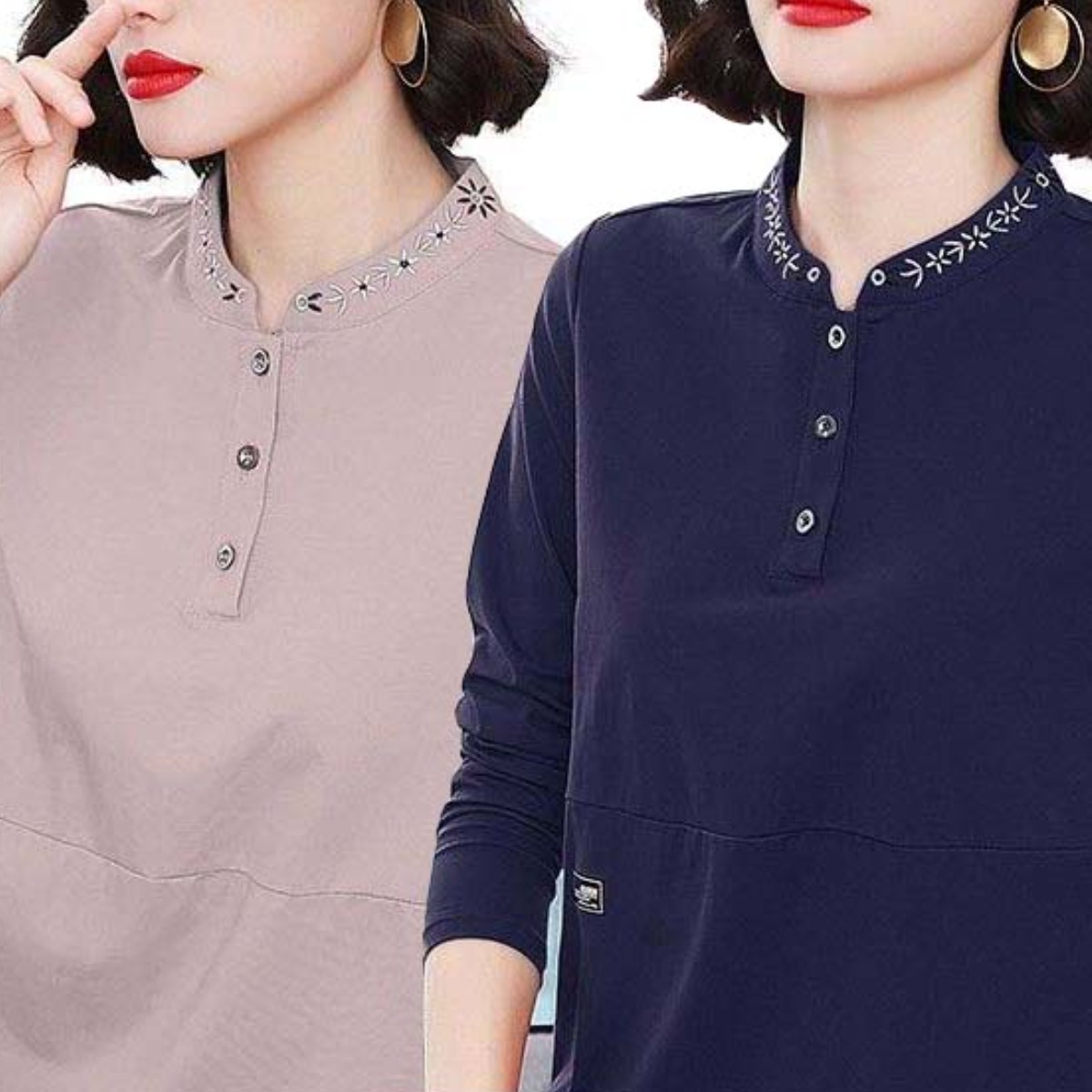 TIMEPURE 중년여성 반집업 꽃 자수 긴팔 티 라운드넥 빅사이즈 레이어드 가을봄 신상 긴소매 티셔츠 프린트 캐주얼 데일리 베이직 이너 상의 29,800원