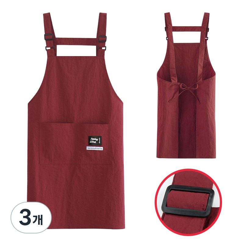 허블리 길이조절 남녀공용 방수 앞치마, 3개, 레드와인 19,800원