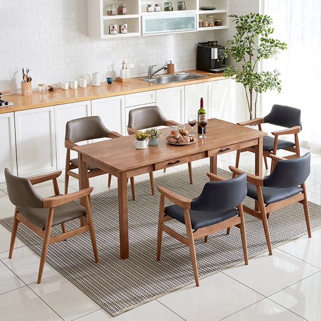 이스테지아 원목 6인 식탁 세트 B 659,000원