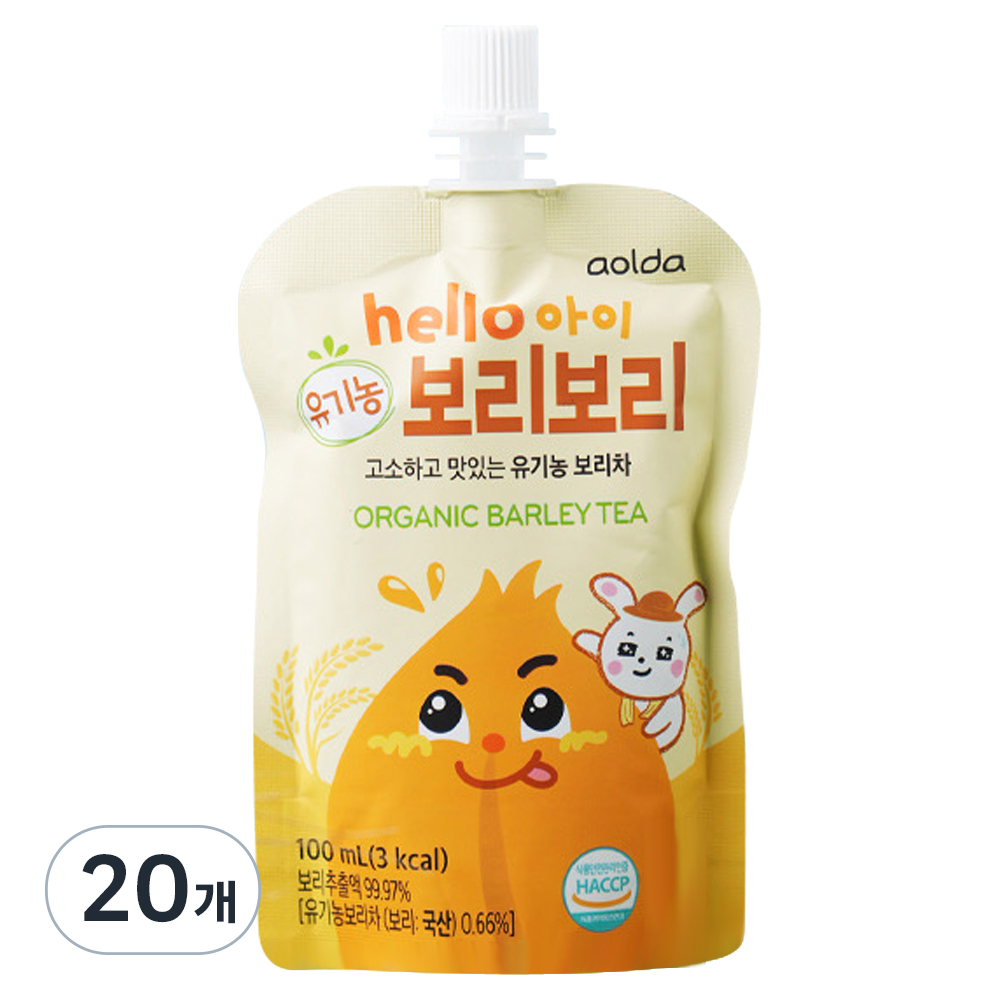 아올다 hello 아이 유기농 보리보리 보리차, 100ml, 1개입, 20개 20,150원