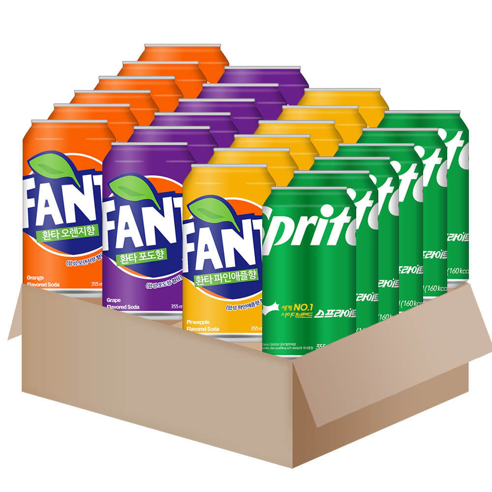 [메리박스] 355ml x 24캔 혼합선택 환타 오렌지 포도 파인애플 스프라이트, 24개입, 355ml 21,500원