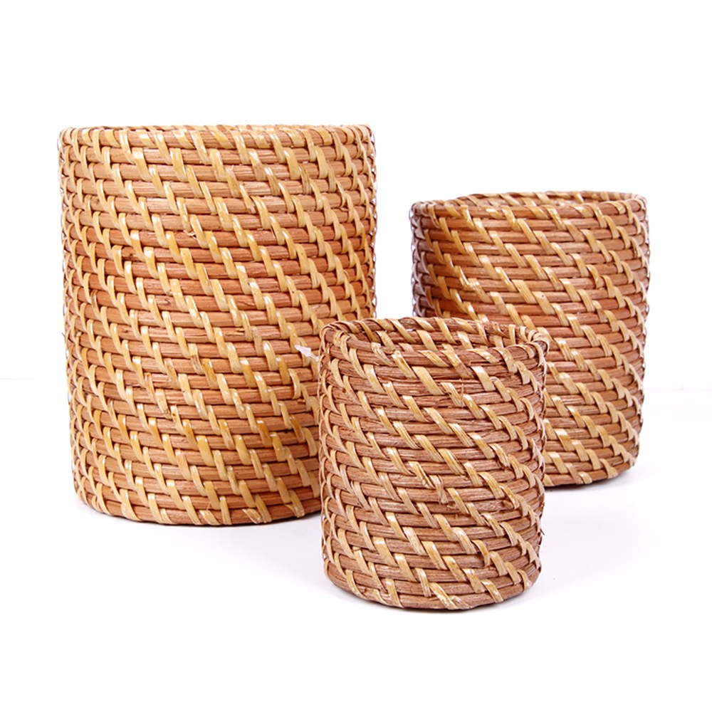 라탄 원형 다용도통 세트 소/중/대 3P 세트 핸드메이드 인테리어 소품 라탄수저통 라탄연필꽂이 주방용품정리 필기도구정리 책상정리소품, 1개 26,900원