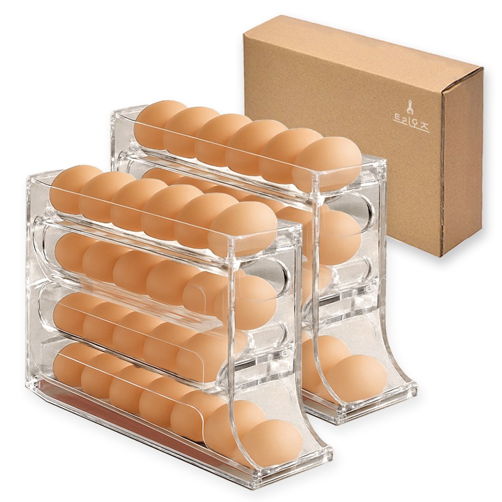 트리오즈 슬라이딩 계란 보관함 냉장고 에그 트레이 1+1, 2개, 투명 11,000원