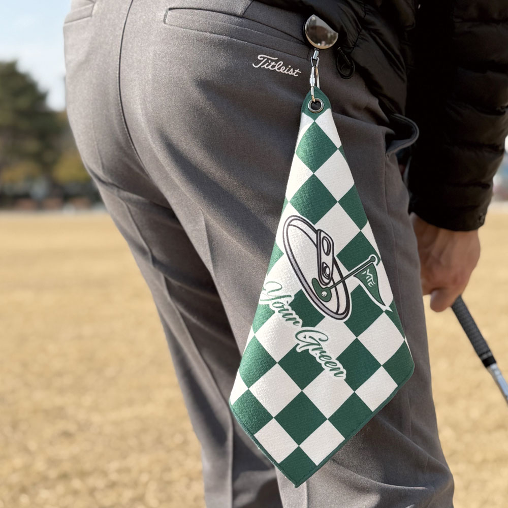 mtegolf 체커보드 골프 볼 타올 타월 수건 릴타올 필드용 골프용품 릴고리 세트, 1개, 그린 17,900원
