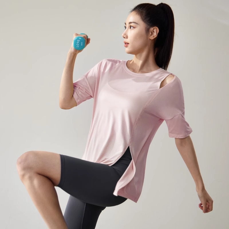 와이엑스 여성 요가복  필라테스 상의 밑단 절개 간편한 커버업 긴팔 상의 25,900원