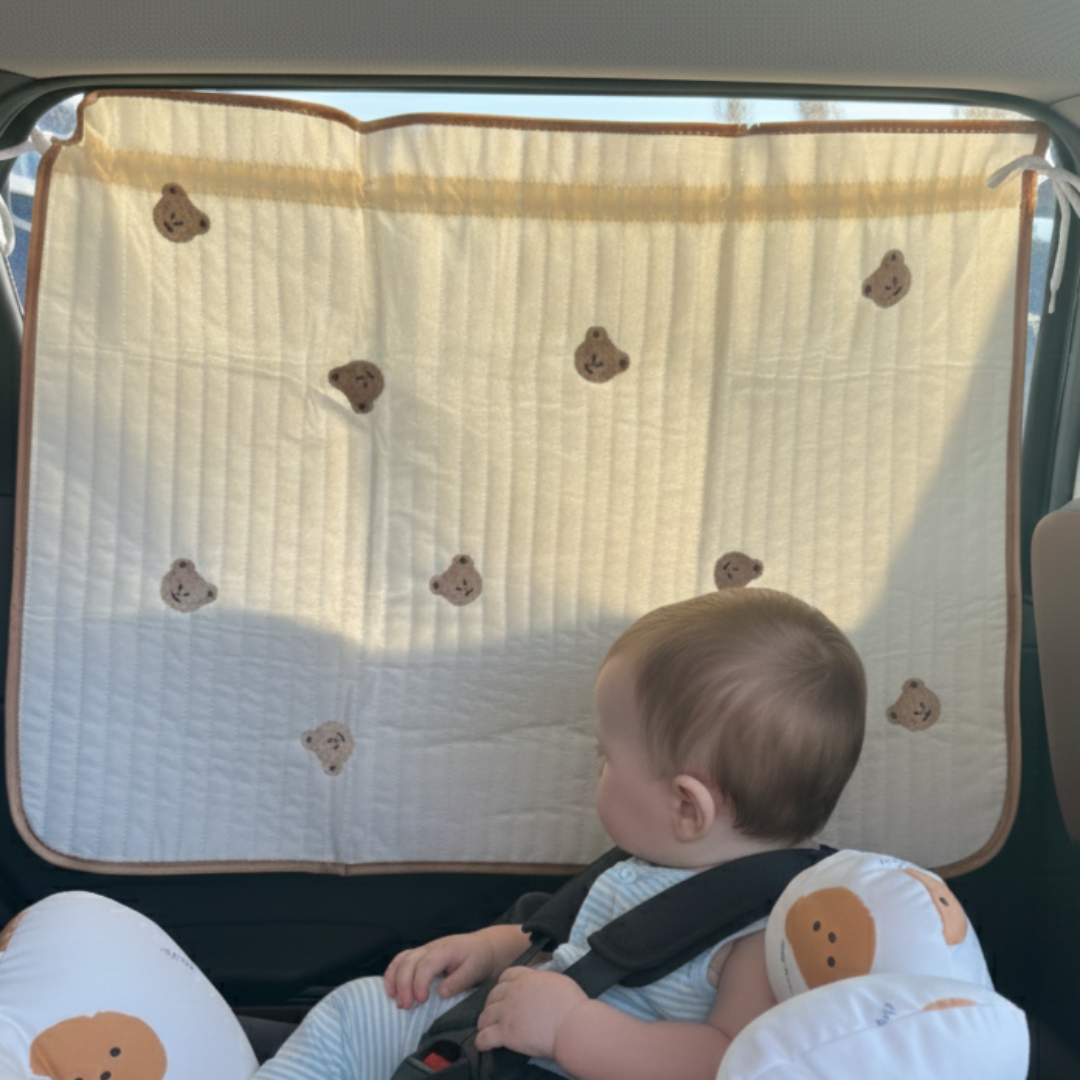 Songie 곰돌이 압축원단 차량용 햇빛 가리개, 1개, 아이보리(곰돌이) 15,000원