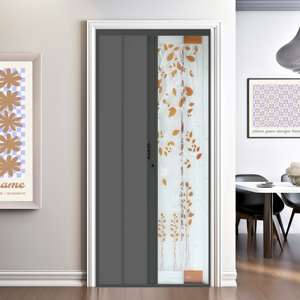 도매링크 현관롤방충망 _블랙프레임 방풍망 방충방풍겸용 현관모기장 방문모기장 자석방충망 165,000원