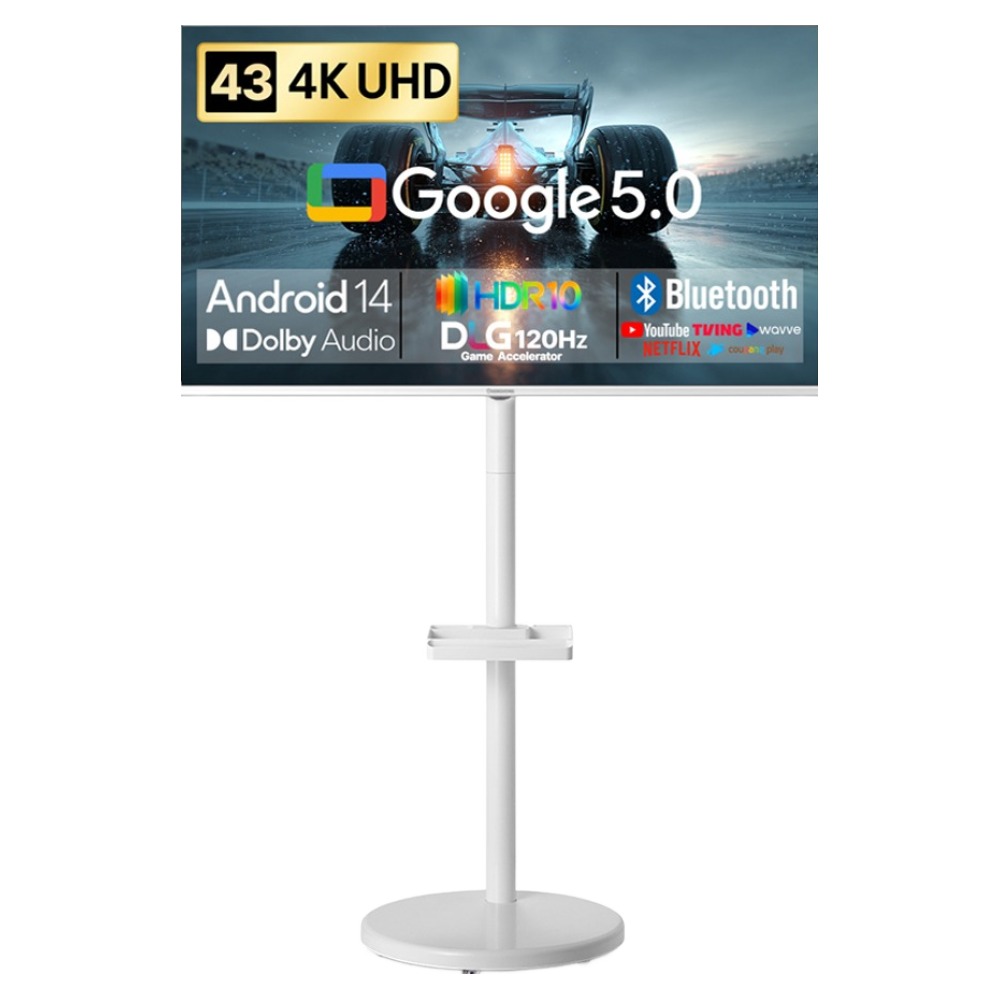 창홍 4K UHD LED 스마트 DLG 120Hz 돌비 AI 구글 5 TV + 삼탠바이미 이동식 티비스탠드 라이트 세트, 109cm(43인치), CH431UHD(TV), CH22-241L-W-L(스탠드), 이동형 스탠드, 고객직접설치 384,010원