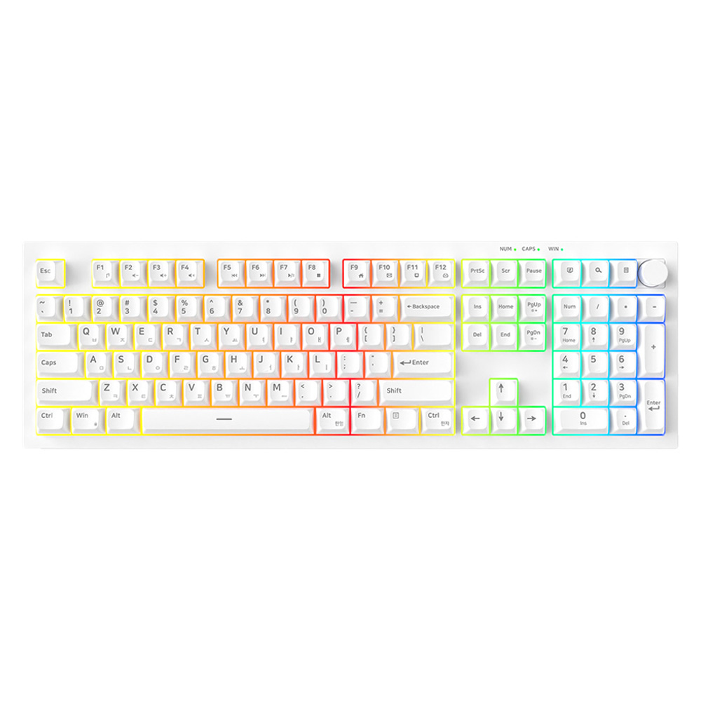 포팩트 유선 저소음 노브 RGB 키보드, 화이트, QN108, 멤브레인 24,500원