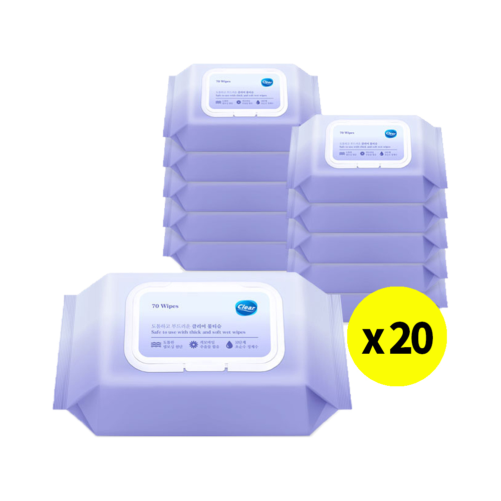프리미엄 클리어 엠보싱 물티슈 70매 캡형 20개입 1박스, 1개, 20개입 25,410원