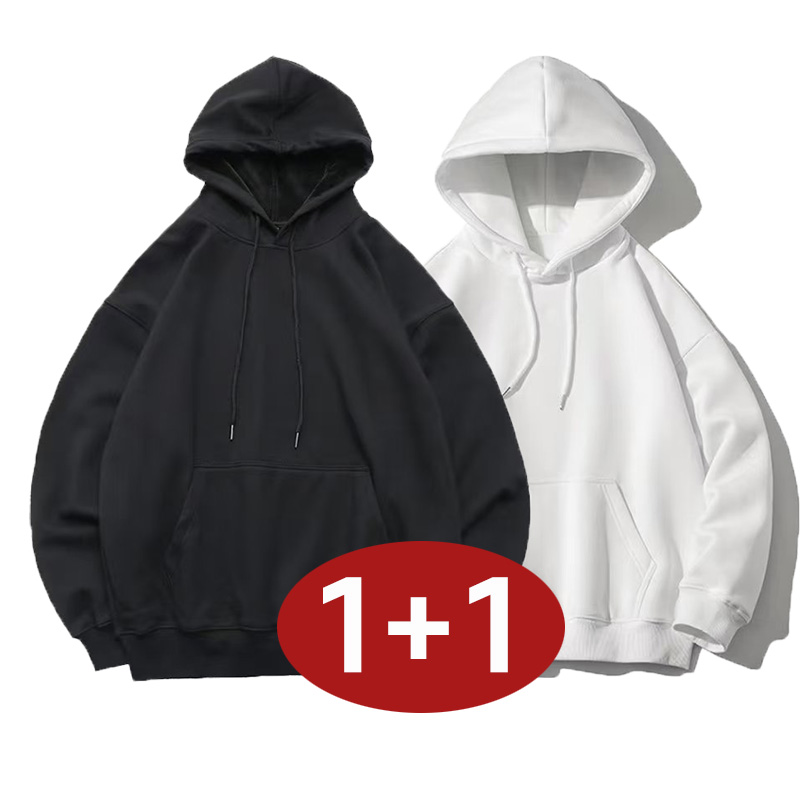 1+1 남성 트렌디 단색 후드티 긴팔 빅사이즈 소프트 데일리 가을 겨울 편한 간절기 트렌드 스판 티 심플 커플 루즈핏 데일리 덧대 맨투맨 상의 남녀공용 16,800원