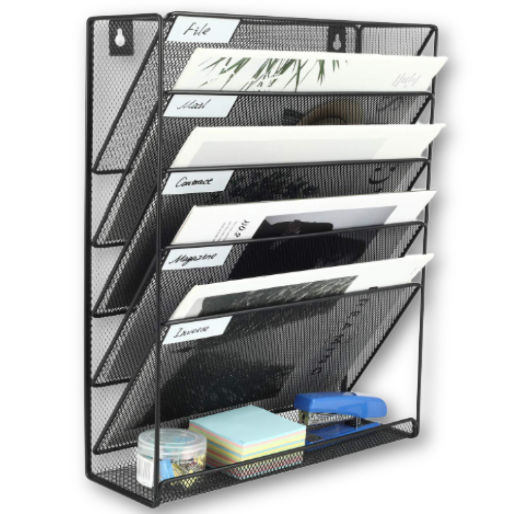 AEGEN 5단 메탈 서류꽂이 파티션 A4 서류 철제 정리 보관함, 5단, 블랙 22,000원