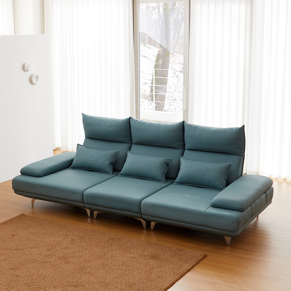 바우미스트 루나 4인용 6인용 실리콘 가죽 모듈 코너형 스윙 소파, 블루그린 799,000원