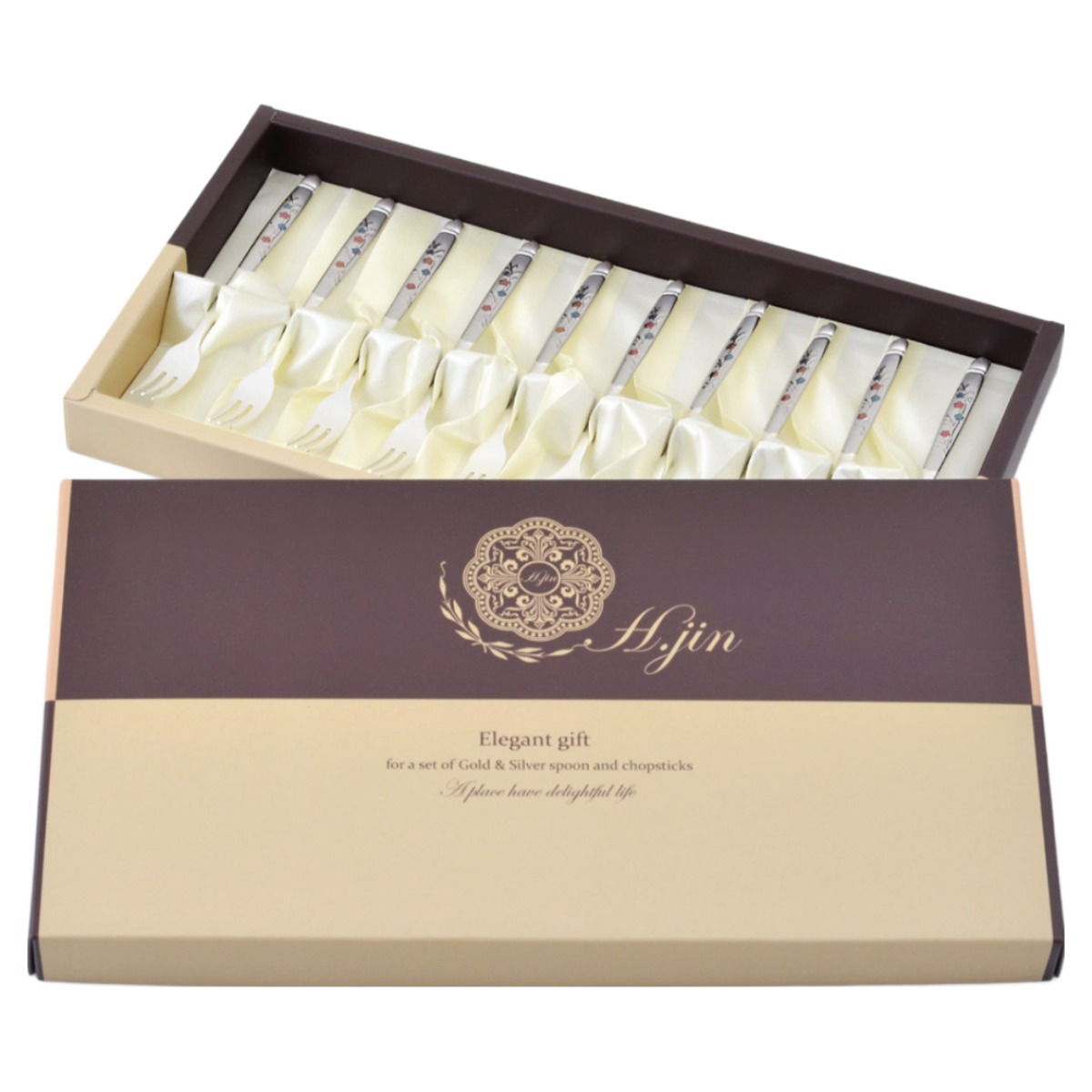 H. JIN현진 단아매화 은티스푼티포크 10p세트+포장/ 회사방문선물 5만원대판촉물 5만원근로자의날선물 3만원대답례품 결혼은수저 결혼친척답례품, 10개 43,000원