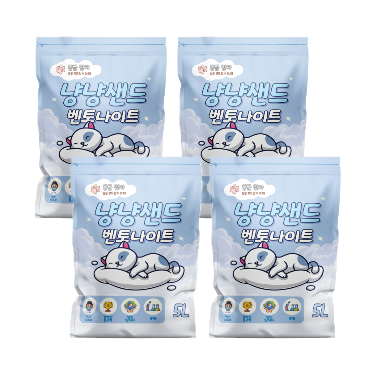 냥냥샌드 벤토나이트 모래 무향 5L x 4개입 20L 일반입자 고양이 모래, 5L, 현재가 17,900원