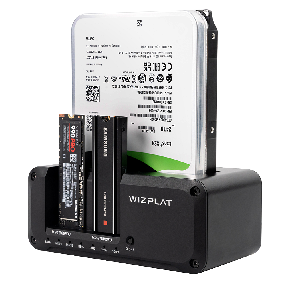 위즈플랫 3베이 드라이브 독 NVMe M.2 / SATA HDD SSD 외장하드 복제 클론 도킹스테이션 HMCL5 97,000원