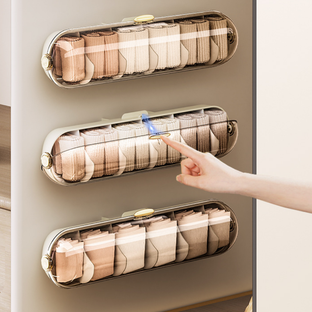 마리샵 무타공 부착식 정리함 수납함 양말 속옷 넥타이 아기옷 공간박스 다용도함, 1개, 순백 - 투명 11,700원