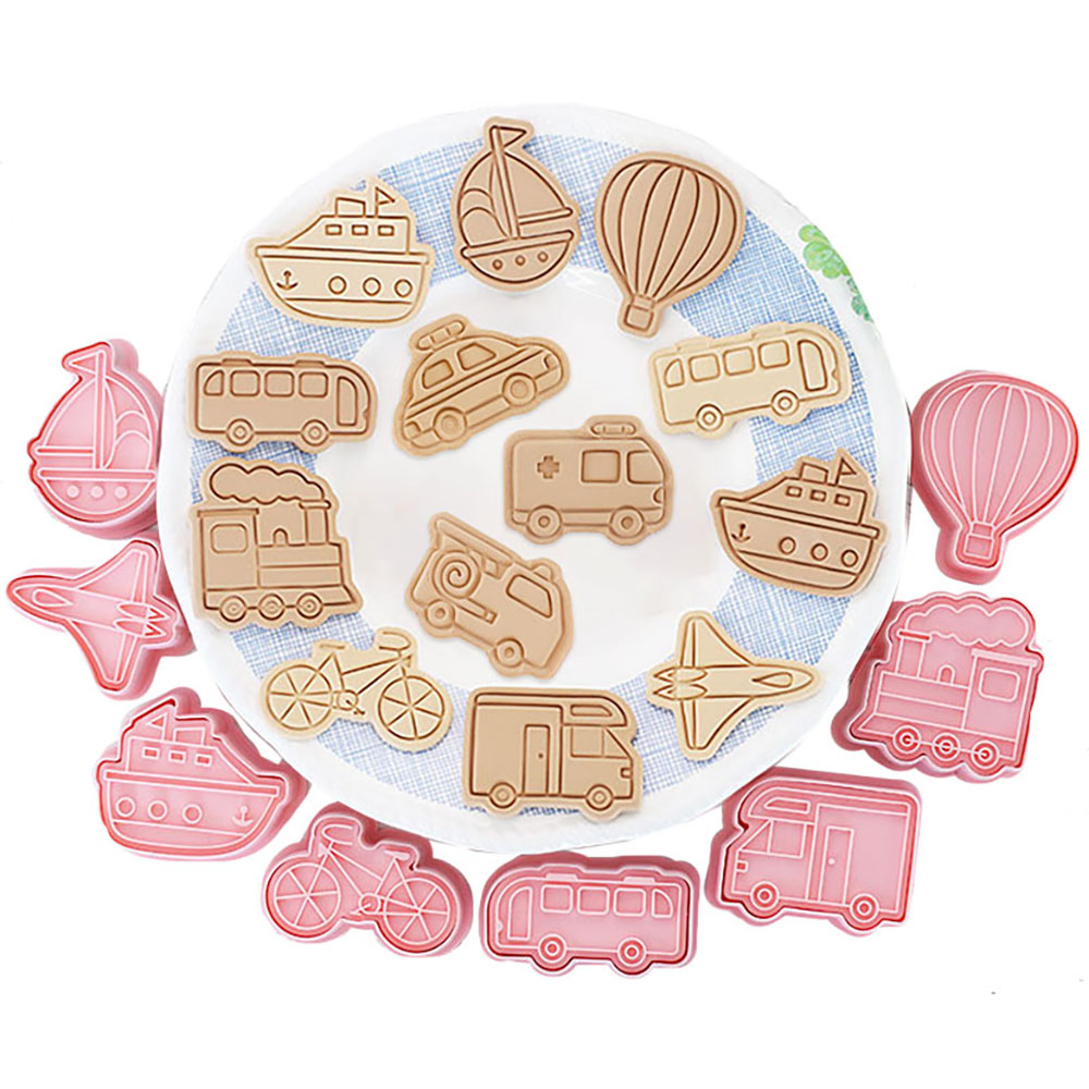 캐롯캐롯 비행기 자동차 헬리콥터 탈것 쿠키틀 클레이몰드 베이킹도구 16종 세트 (밀대 증정), 1개, 핑크 13,800원