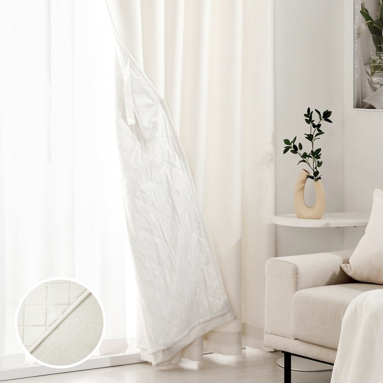 [모던하우스] ON NEW 린넨스타일 3중방한 3도씨커튼 265x240 1장 화이트 높이조절밴드 66,300원