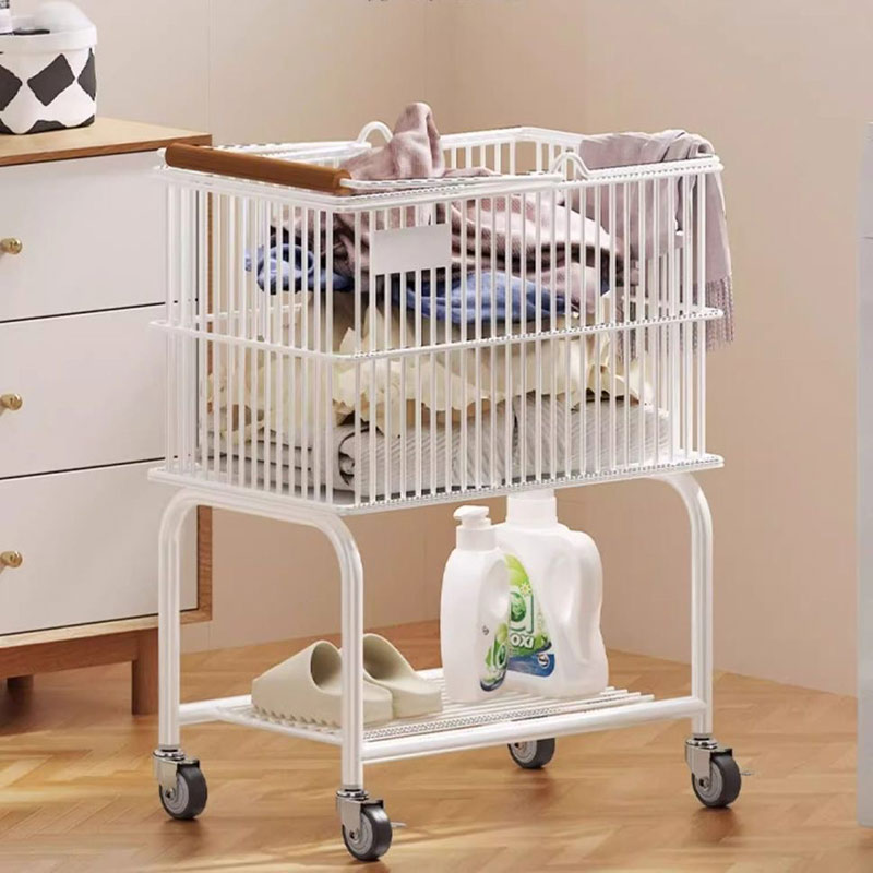 votgl 철제 스텐 빨래바구니 세탁바구니 빨래 바구니 대용량 이동식, 흰색 37,000원