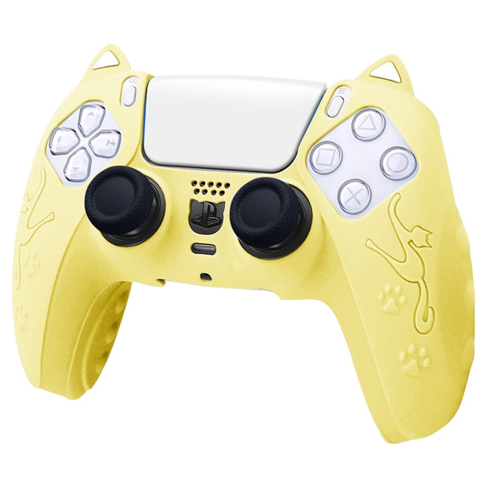 호후 PS5 프로 슬림 컨트롤러 듀얼센스 실리콘 그립 냥냥이 케이스, 옐로, 1개, 단일상품 4,440원