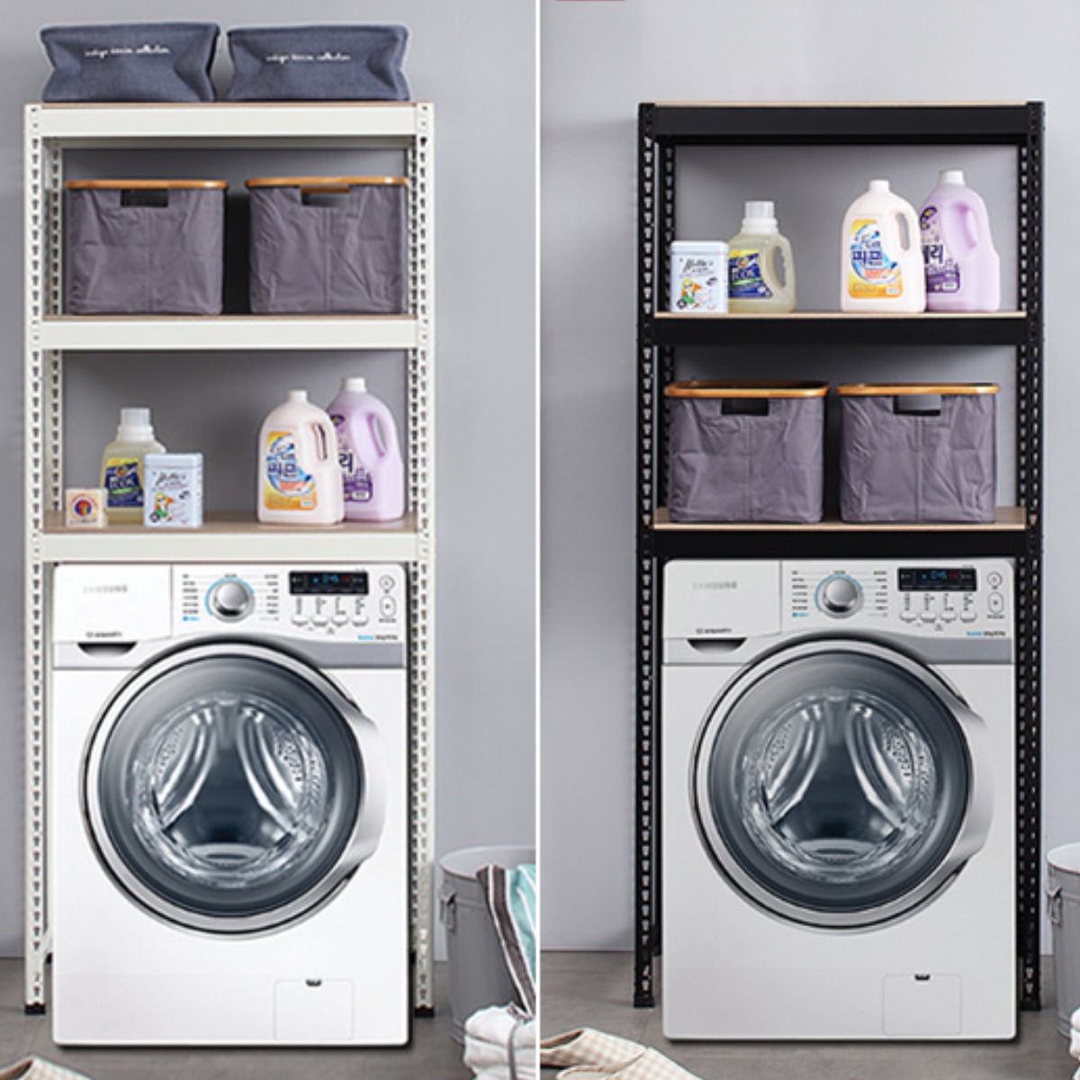 스피드랙 무볼트 철제 세탁기선반앵글, 16-2_세탁기선반 800*600*1500(mm) 3단 - 화이트앵글 88,300원