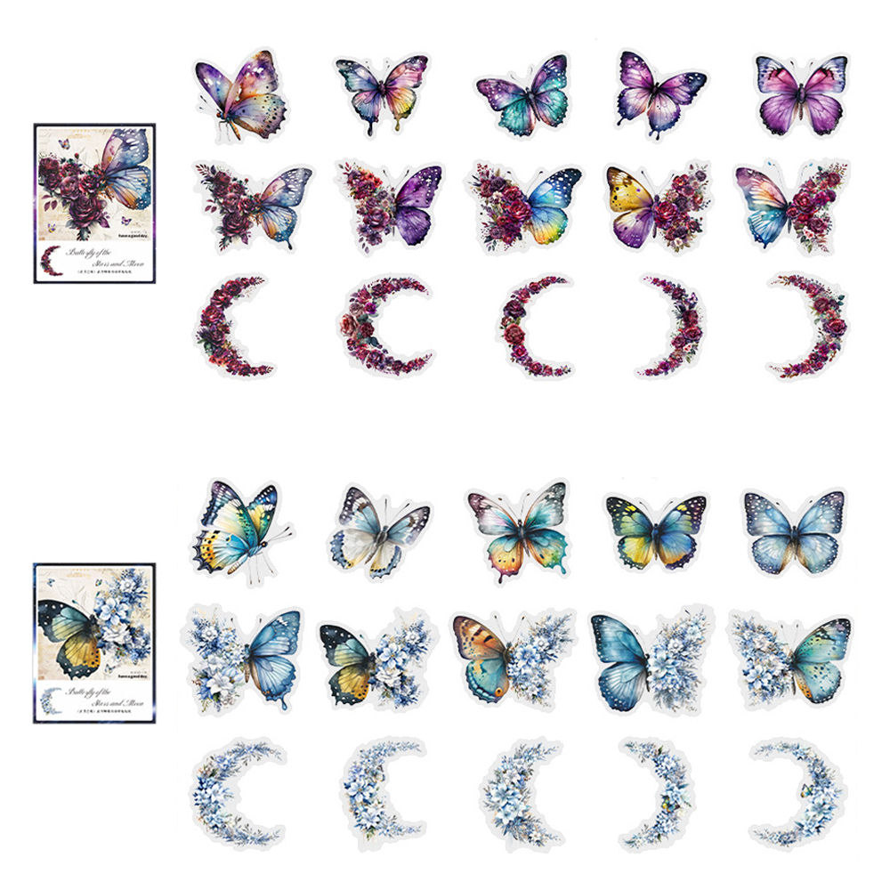 올리브파티 별밤의나비 감성 빈티지 다꾸 스티커 2종 x 15p 세트, 레인보우 + 블루, 1세트 8,280원