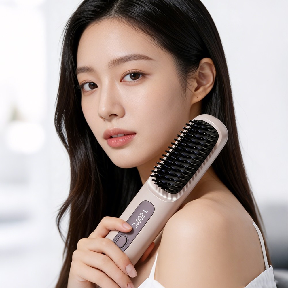 하루꿈 무선 빗 고데기 휴대용 브러쉬 스타일러 3단계 온도조절 USB 충전식 매직기 24,800원