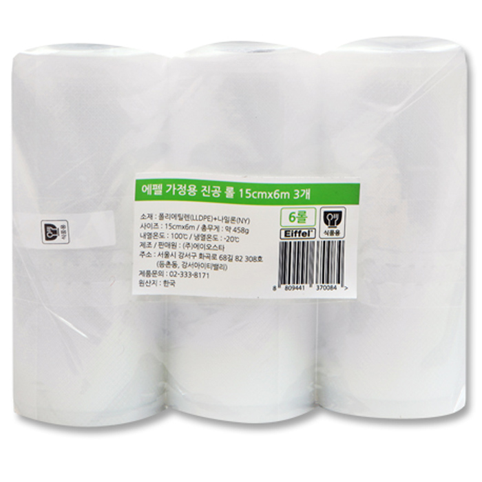 에펠 가정용 진공 포장 비닐 팩 15cm x 6m, 단일 상품, 3개 22,990원