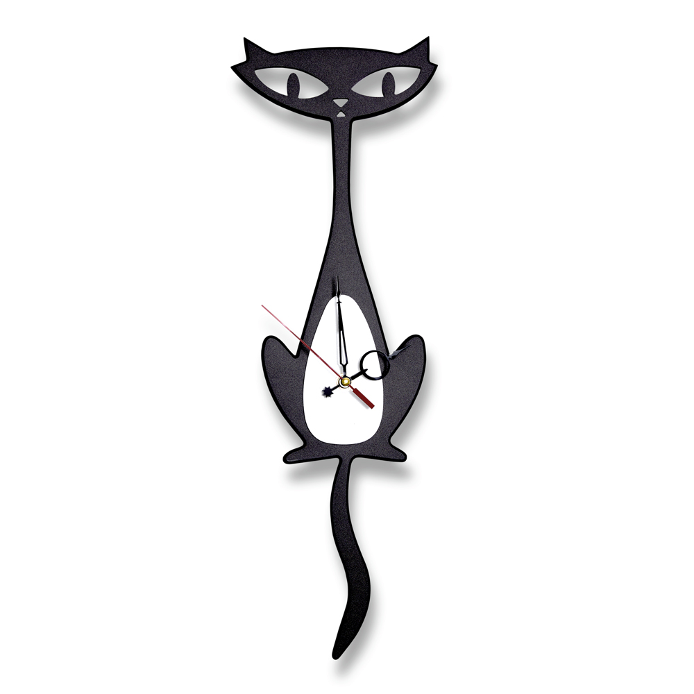 [모레아 오브제] 국내디자인 제작 무소음 프리이엄 미드센추리 인테리어 벽시계, 6_블랙캣_블랙 79,800원