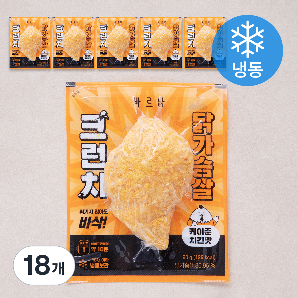 [로켓프레시] 바르닭 크런치 닭가슴살 케이준치킨맛 (냉동), 90g, 1개입, 18개 49,620원