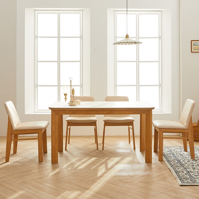 보루네오 엘리브 리움 4인용 세라믹 원목 식탁 의자 4개 세트, 인조가죽의자 4P_pn930-1 449,000원