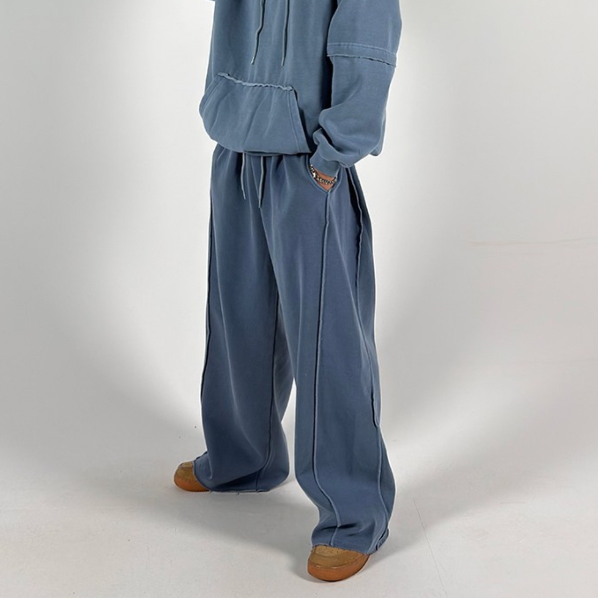 와이드 피그먼트 사이드 턱 기모 팬츠 남자바지 밴딩 오버핏 빈티지 빅사이즈 도프룸 62,900원