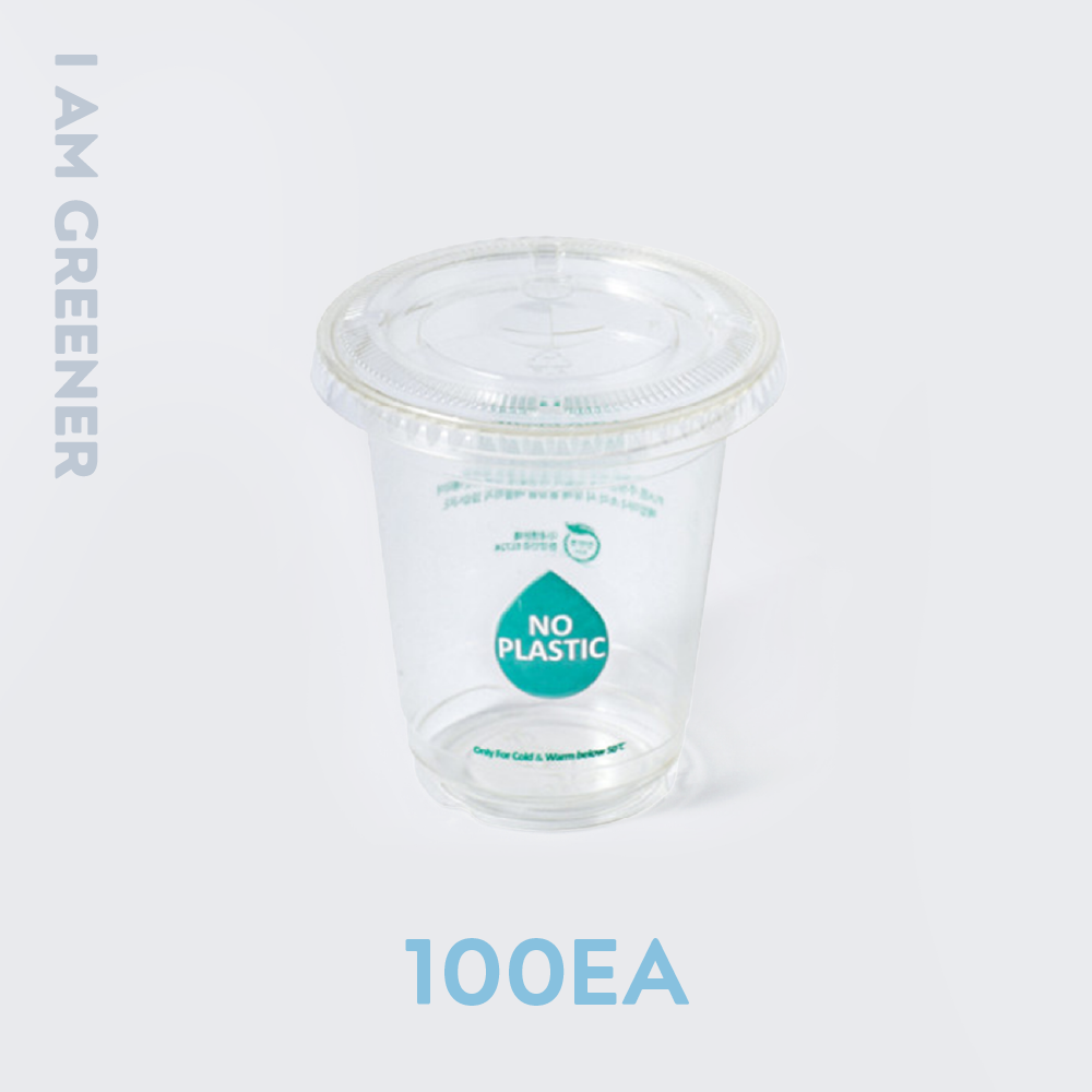 아이엠그리너 친환경 PLA 투명 아이스컵 + 평뚜껑 세트 50개입, 2개, 340ml 22,000원