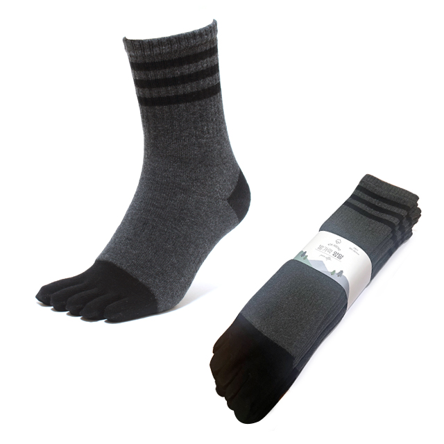 남성 통파일 발가락양말 5켤레 - 다크그레이 쿠션 두꺼운 겨울용 20,900원