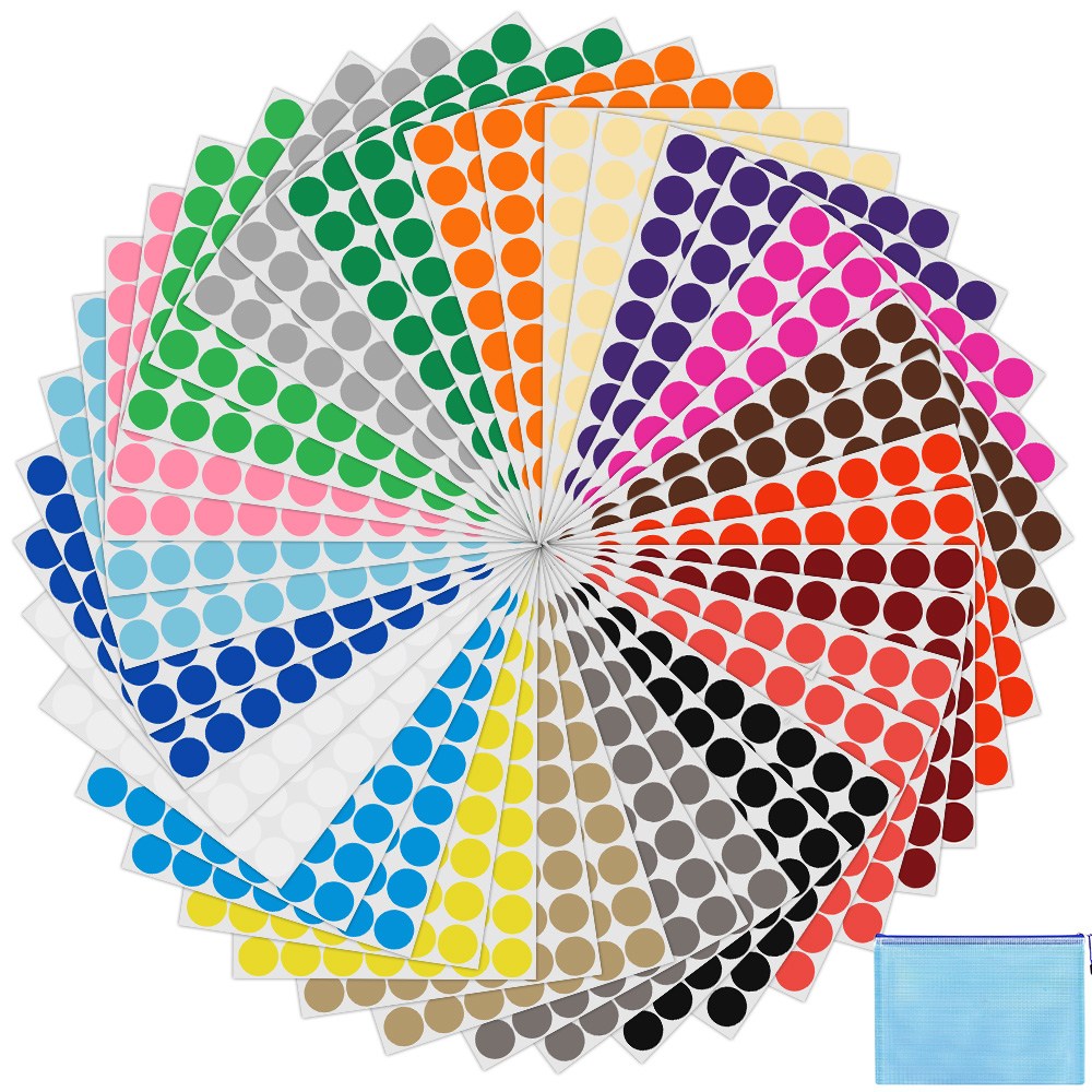 19mm 원형스티커 40매 (2800 개) 20종 색상 원형 도트 스티커 서류봉투 1개 포함, 40 매 8,900원