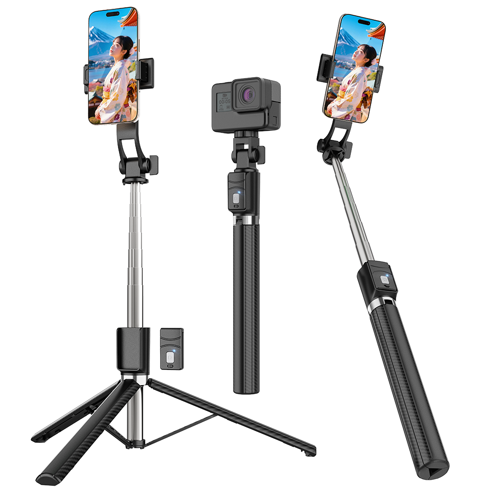 NICESUN 블루투스 휴대폰 삼각대 스마트폰/카메라/고프로 삼각대 셀카봉 170cm S8, 블랙 81,900원